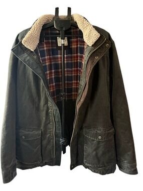 Fat Face Olive/Brown Barn Jacket with Sherpa Collar Big and Tall